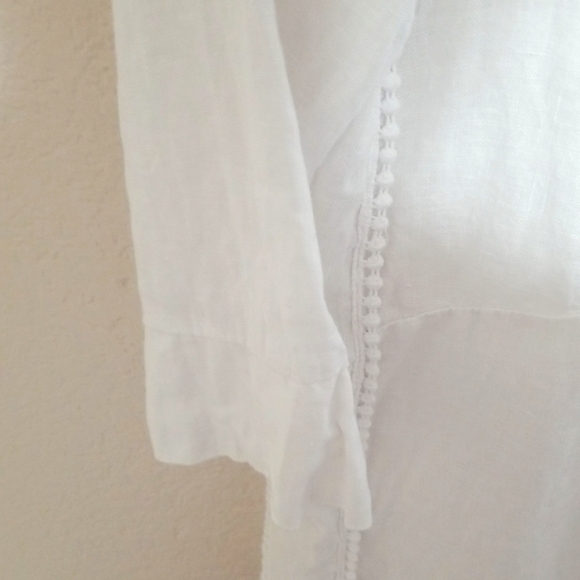 Laura Bianchi tunic Small,100% linen 3/4 sleeves,3 hidden buttons. White. Italy - Picture 6 of 7